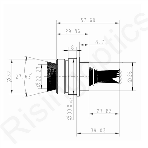 FL 25mm F2.0 MWIR Fixed Focus Lens For 640x512-15um