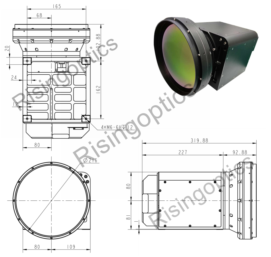 36.4-1100mm F/5.5 MWIR Cooled Continuous Zoom Lens For 640x512,15um