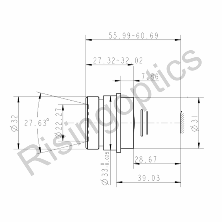 25mm F/2.0 MWIR Manual Lens For 640x512, 15um