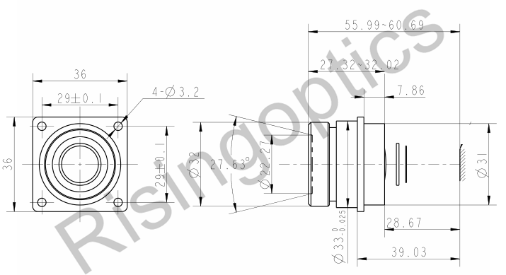 25mm F/2.0 MWIR Manual Lens For 640x512, 15um