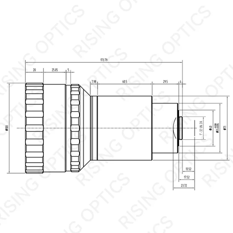 100mm F/2.0 SWIR Lens For 640x480-25um Detector