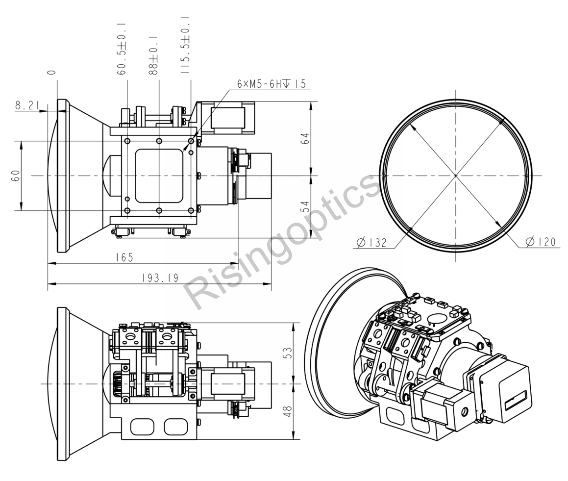 FL 44/132mm F1.0/1.1 Uncooled Dual-FOV LWIR Lens For 640x512-17um