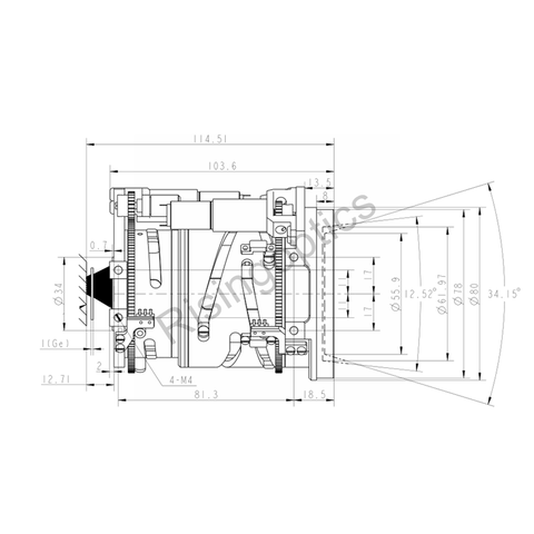 25/70mm F 0.95/1.1 Uncooled Dual-FOV Lens For 12um and 17um Sensor