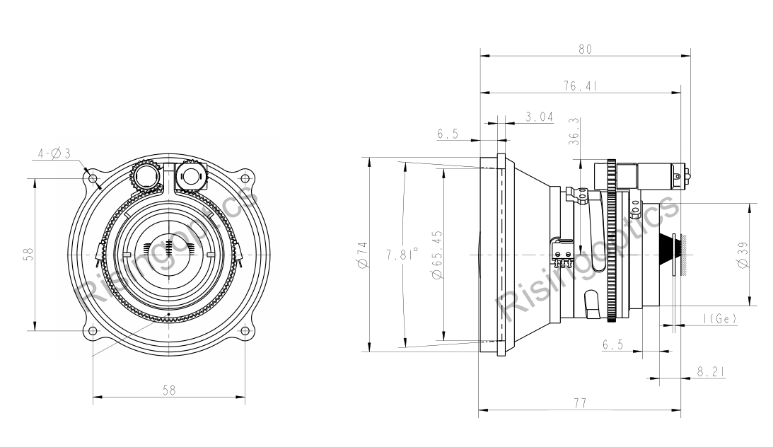 FL72mm F1.1 Motorized Adjustable LWIR Uncooled Lens For 640X512-12UM