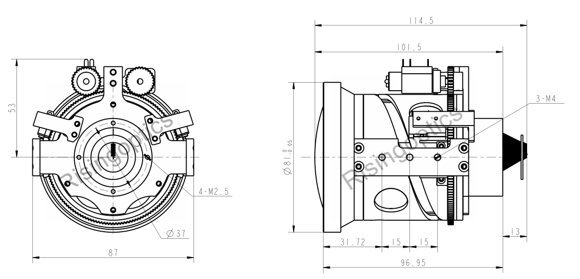 FL25/90mm F1.0/1.2 Uncooled Dual-FOV LWIR Lens For 640x512-17um