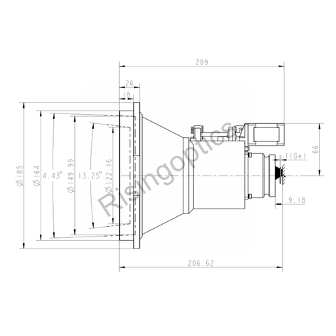 FL 60/180mm F0.9/1.2 Uncooled Dual-FOV Lens For 640x512-12um and 640x512-17um