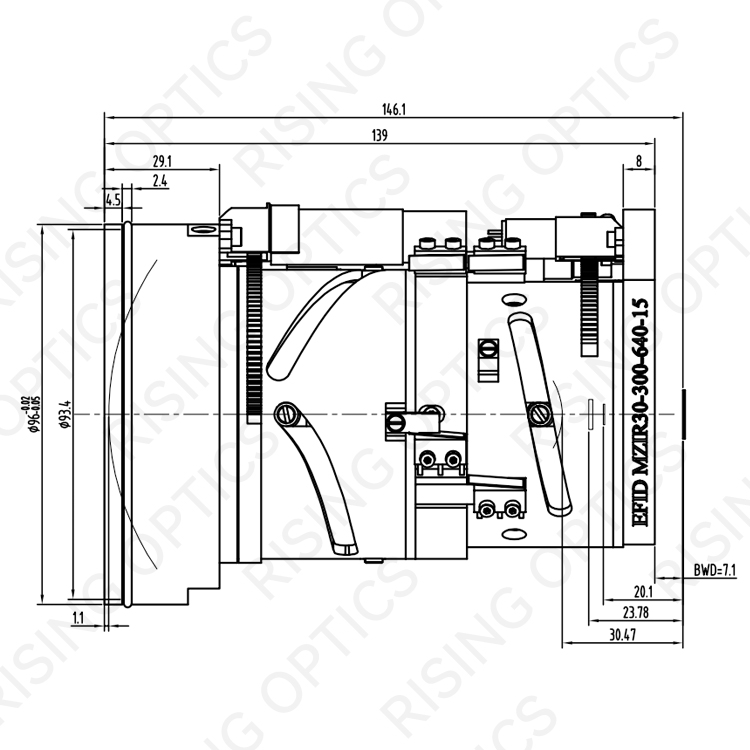 30mm F/4.0 MWIR Motorized Lens For 15um and 30um Detector