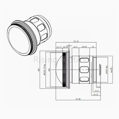 6mm F/1.2 LWIR Ultra-Wide-Angle Fixed-Focus Lens for 1280x1024-12um Detector